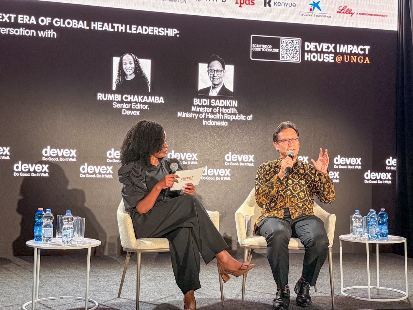 Minister Budi Gunadi Sadikin speaking at Devex Impact House during UNGA