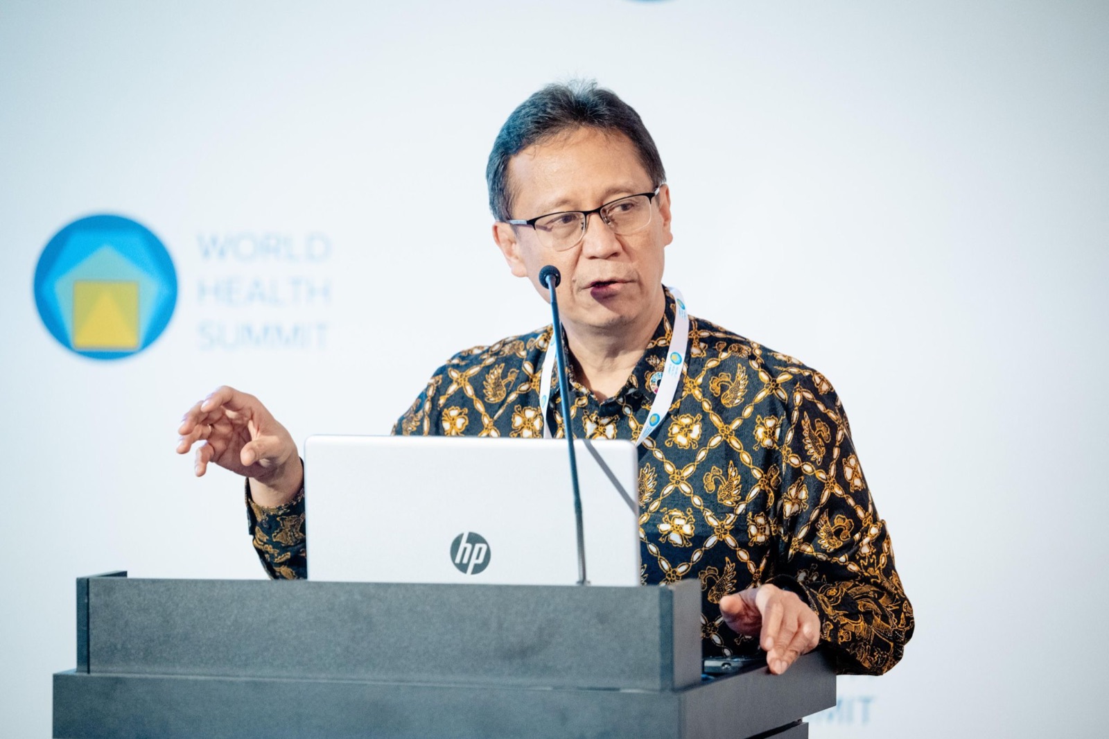 Minister Budi Gunadi Sadikin speaking at the World Health Summit in Berlin during the Future Health Scenario Platform session
